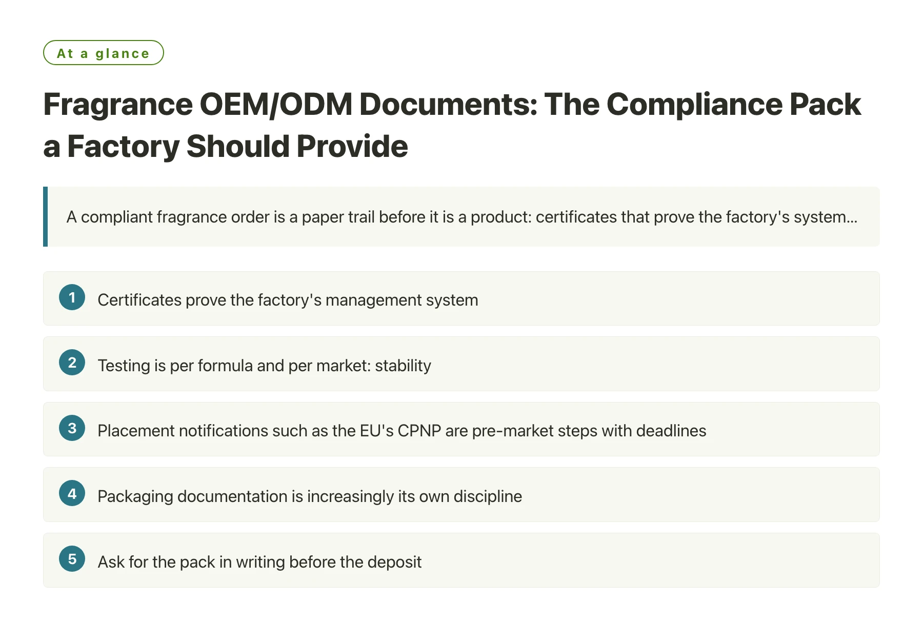 Fragrance OEM/ODM Documents: The Compliance Pack a Factory Should Provide——全文要点速览